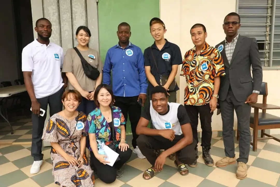 Volunteers and organisers together for a group photo in Benin.